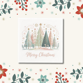 Pastel Christmas Trees Serviette