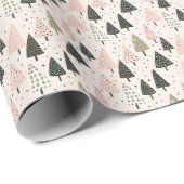 Pastel Christmas Trees Wrapping Paper Geschenkpapier (Rolleneckpunkt)