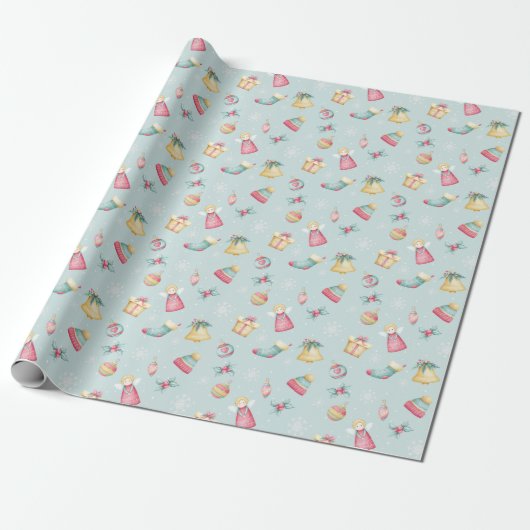 Pastel Christmas Wrapping Paper Geschenkpapier (Ungerollt)