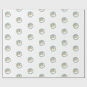 Pastel Christmas Wreath Blue Bow Geschenk Geschenkpapier (Flach)