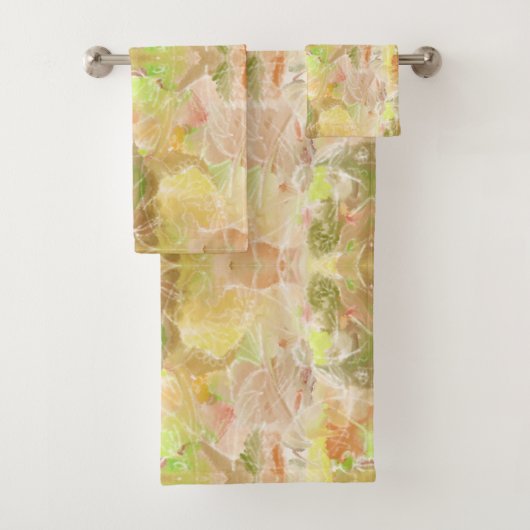 Pastel Citrus Aquarell Designer Druckmuster Badhandtuch Set (Insitu)