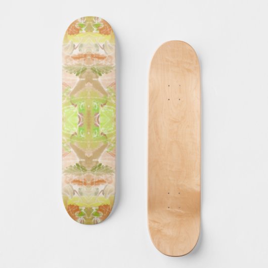 Pastel Citrus Aquarell Designer Druckmuster Skateboard (Vorderseite)