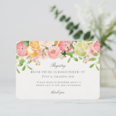Pastel Citrus Floral Bridal Registry Beilage Begleitkarte (Stehend Vorderseite)