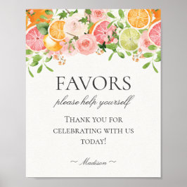 Pastel Citrus Floral Kleine Süsse Favoriten Zeiche Poster