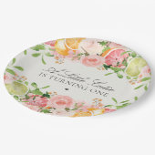 Pastel Citrus Floral Kleine Süsse Kinderdusche Pappteller (Schrägansicht)