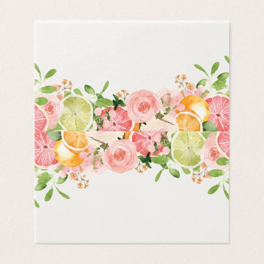Pastel Citrus Floral Kleine Süsse Platzkarte (Außenseite Aufgefaltet)