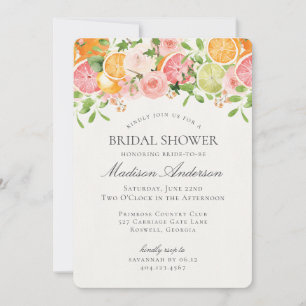 Pastel Citrus Floral Main Squeeze Brautparty Einladung