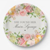 Pastel Citrus Floral Main Squeeze Brautparty Pappteller (Vorderseite)