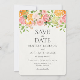 Pastel Citrus Floral Main Squeeze Save the Date Einladung