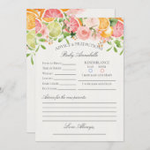 Pastel Citrus Floral Süsse Ratschläge für die Kind Einladung (Vorne/Hinten)