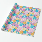 Pastel Citrus Fruchtmuster Geschenkpapier (Ungerollt)