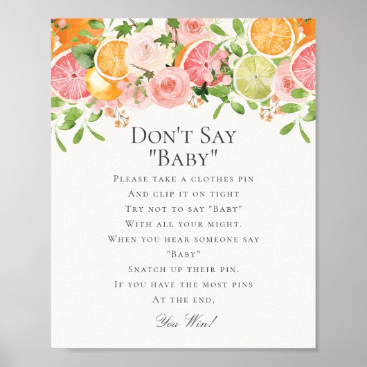 Pastel Citrus Süsse Dont Say Baby Game Poster (Vorne)