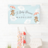 Pastel Classic Teddy Bear Peach Blue Baby Dusche Banner (Insitu)