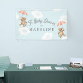 Pastel Classic Teddy Bear Peach Blue Baby Dusche Banner (Messeveranstaltung)