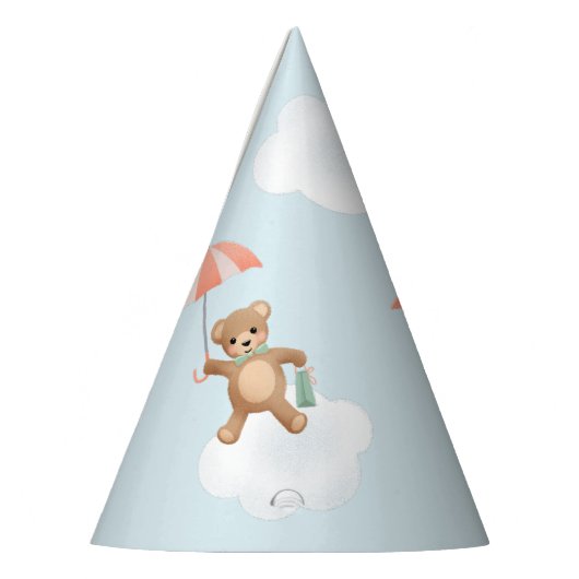 Pastel Classic Teddy Bear Peach Blue Partyhütchen (Links)