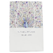 Pastel Classy Verziert Watercolor Peacock Wedding Mittlere Geschenktüte (Vorderseite)