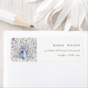 Pastel Classy Verziert Watercolor Pfauenadresse