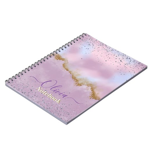 Pastel Cloud Amethyst Glitter Notizblock (Linke Seite)