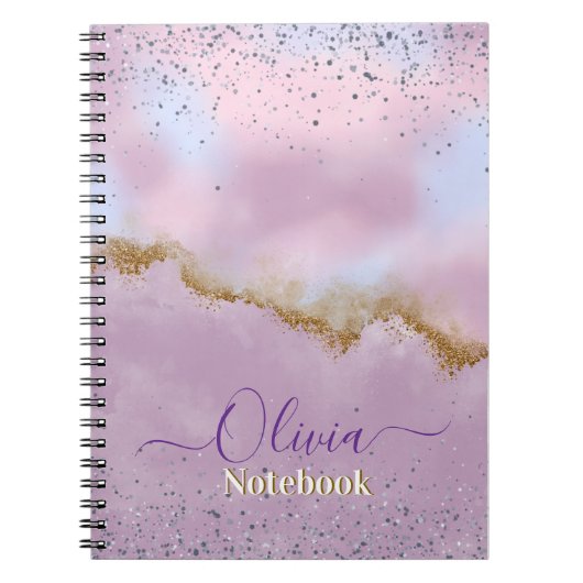 Pastel Cloud Amethyst Glitter Notizblock (Vorderseite)