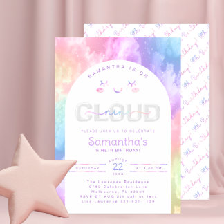 Pastel Cloud Nine 9. Geburtstag Einladung für Mädc