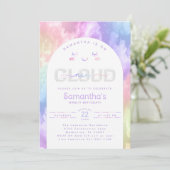 Pastel Cloud Nine 9. Geburtstag Einladung für Mädc (Stehend Vorderseite)
