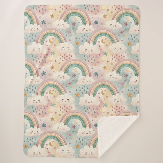 Pastel Clouds Blanket Sherpa Hug for Little Stars Sherpadecke (Vorderseite)
