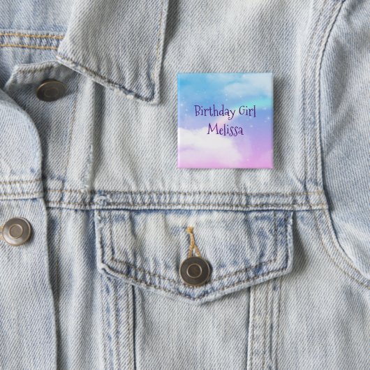 Pastel Clouds und ein Rainbow Birthday Girl Button (Beispiel)