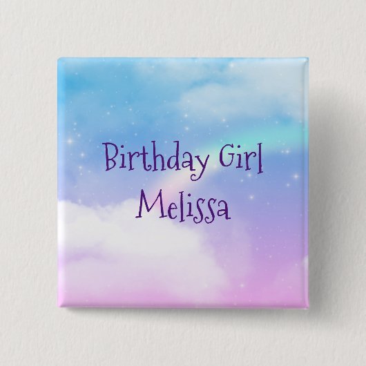 Pastel Clouds und ein Rainbow Birthday Girl Button (Vorderseite)