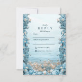 Pastel Coastal Blue Florals Wedding RSVP Karte (Vorderseite)