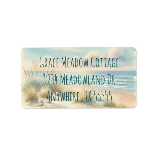 Pastel Coastal Dunes Watercolor Adressaufkleber (Vorne)