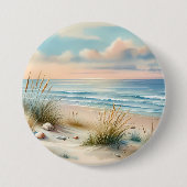 Pastel Coastal Dunes Watercolor Button (Vorderseite)