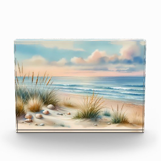 Pastel Coastal Dunes Watercolor Fotoblock (Vorderseite)