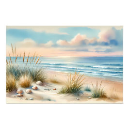 Pastel Coastal Dunes Watercolor Fotodruck