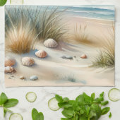 Pastel Coastal Dunes Watercolor Geschirrtuch (Gefaltet)