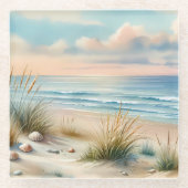 Pastel Coastal Dunes Watercolor Glasuntersetzer (Vorderseite)