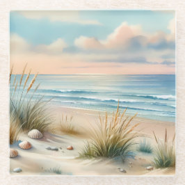 Pastel Coastal Dunes Watercolor Glasuntersetzer