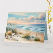Pastel Coastal Dunes Watercolor Karte (Gelbe Blume)