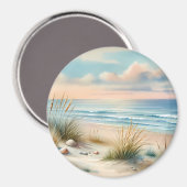 Pastel Coastal Dunes Watercolor Magnet (Vorderseite/Rückseite)