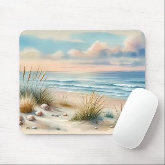 Pastel Coastal Dunes Watercolor Mousepad