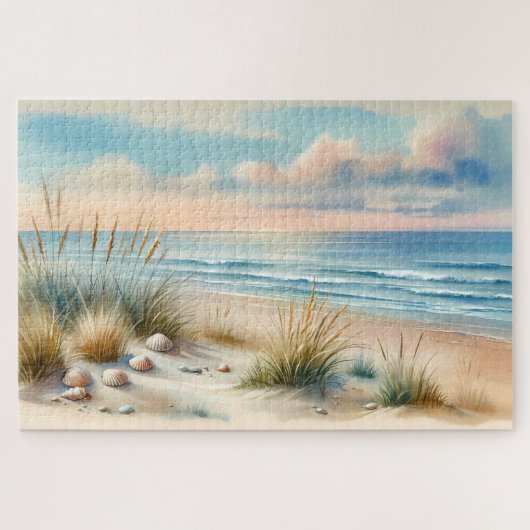 Pastel Coastal Dunes Watercolor Puzzle (Horizontal)