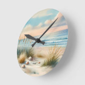 Pastel Coastal Dunes Watercolor Runde Wanduhr (Winkel)