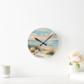 Pastel Coastal Dunes Watercolor Runde Wanduhr (Zuhause)