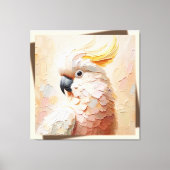 Pastel Cockatoo Impasto Canvas Art – Modern Bird Leinwanddruck (Vorderseite)