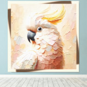 Pastel Cockatoo Impasto Canvas Art – Modern Bird  Leinwanddruck (Insitu (Holzboden))