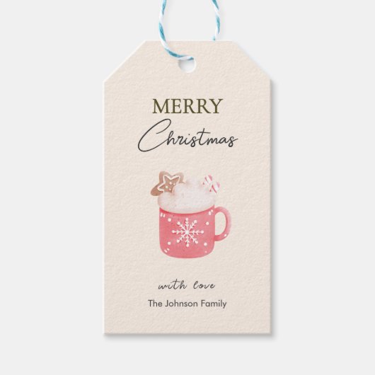Pastel Cocoa Tasse Cookie Frohe Weihnachten Geschenkanhänger (Vorderseite)