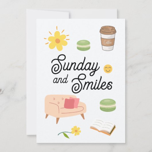 Pastel Coffee Date Card | Chill Sunday Vibes Einladung (Vorderseite)