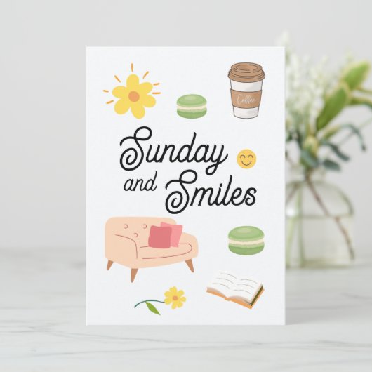 Pastel Coffee Date Card | Chill Sunday Vibes Einladung (Stehend Vorderseite)