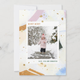Pastel Collage Artistic Holiday Photo Card Feiertagskarte