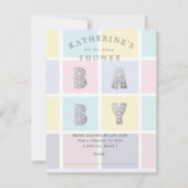 Pastel Color Block Gold Baby Duschschlaufe Karte (Vorderseite)