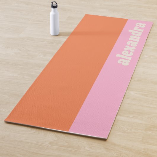 Pastel Color Block Pink and Orange Personalized Yogamatte (Beispiel)